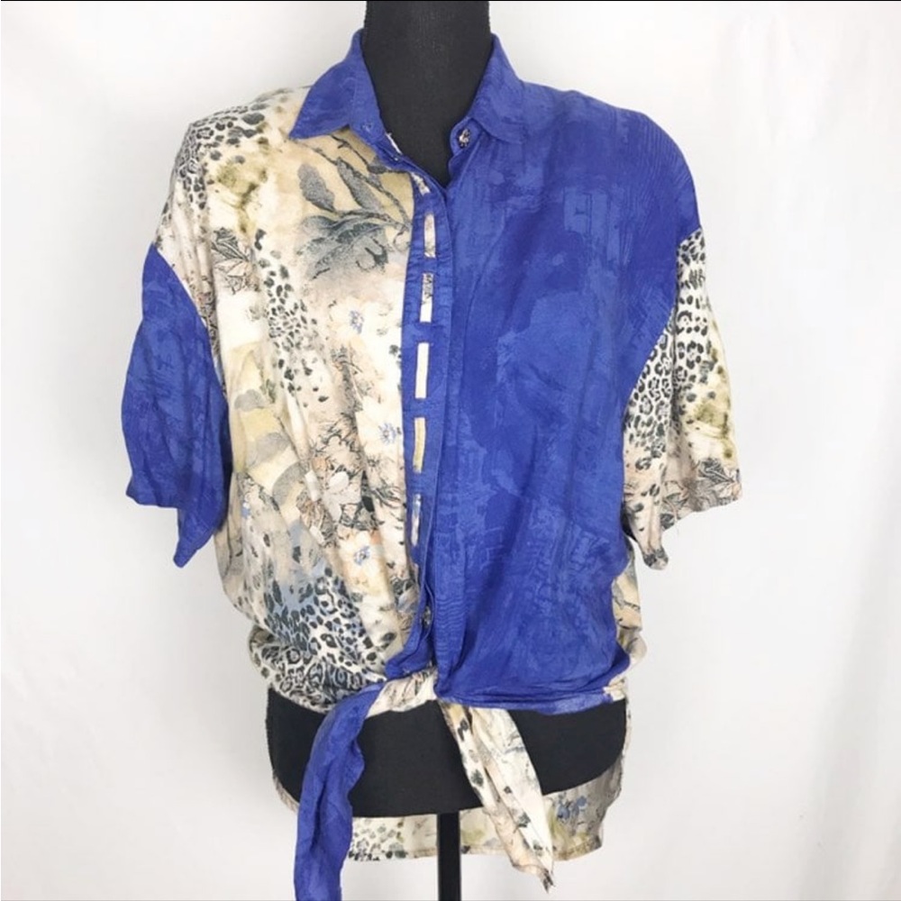 Vintage animal print floral blouse
